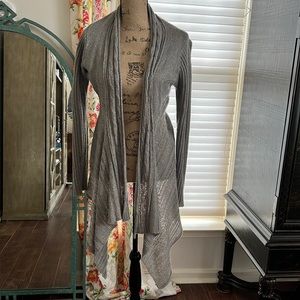 Super cute. High low gray and silver cardigan.